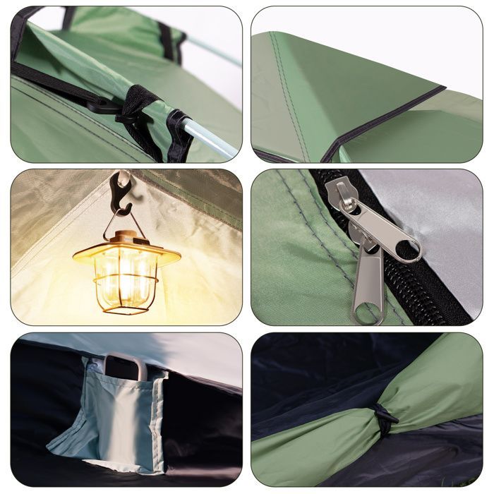 Tente de Camping, Tente Pop up 3-4 Personnes, Taille Extra-Grande l'hexagone, Imperméable, Coupe-Vent, Protection UV