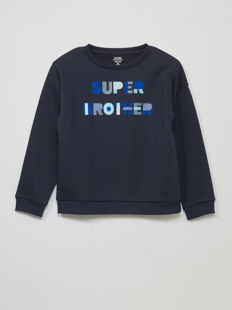 Bedrukte fleece sweater - Blauw