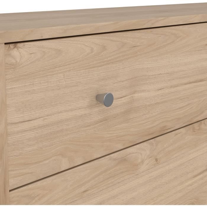 Commode OREGON 6 Tiroirs - Décor chêne - L 143 x P 30 x H 68 cm