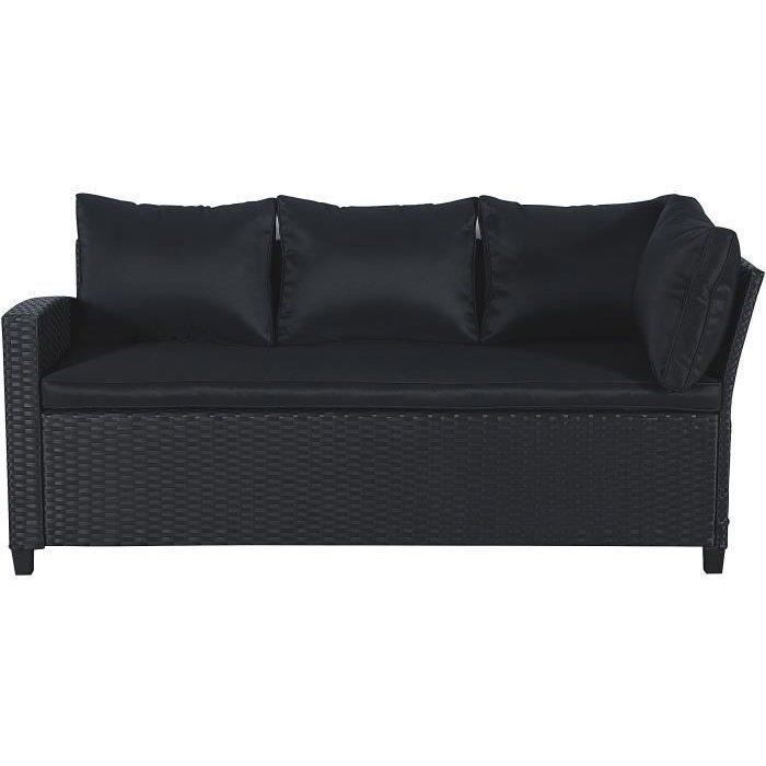 Conjunto de muebles de jardín - KAPAS - Estructura de acero y resina tejida - Negro - 5 personas