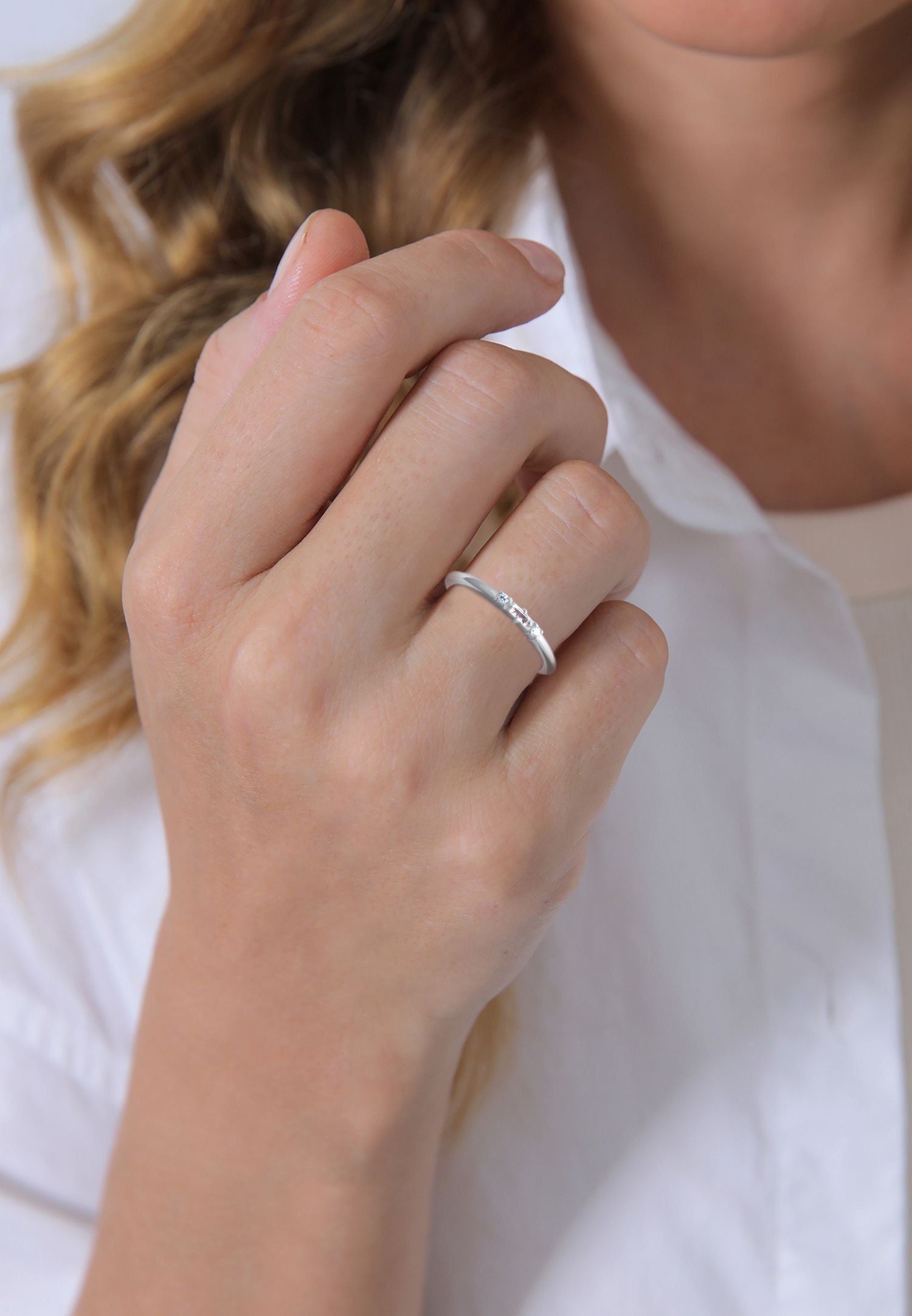 Elli DIAMONDS Femmes Bague de fiançailles rectangle filigrane avec Topaze et diamant (0.03 ct) en Argent Sterling 925
