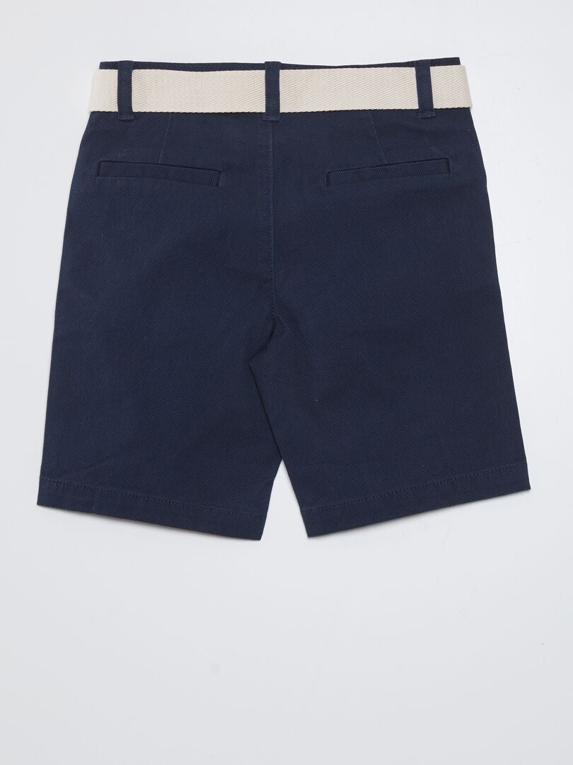Chino shorts + riem - blauw