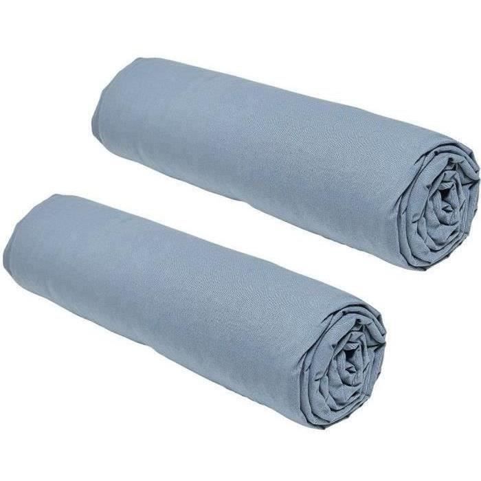 Juego de 2 sábanas bajeras TODAY Essential - 160 x 200 cm - 2 personas - 100% algodón - Denim