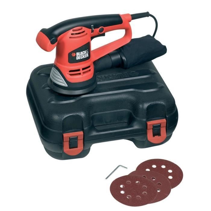 Corded random orbital sander - BLACK+DECKER - KA191EK-QS - 480W - 125mm - 3 sanding discs + carrying case