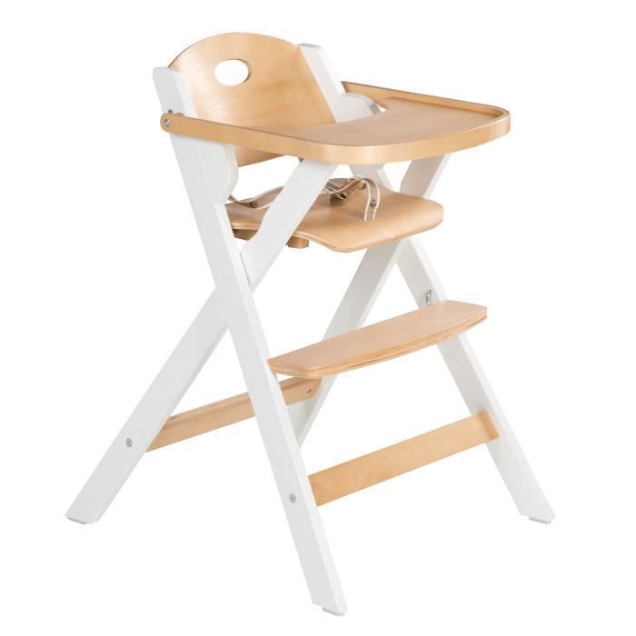 Cadeira alta dobrável - ROBA - FOLD UP SMART - Bandeja de refeição + cinto de segurança - Madeira / Branca
