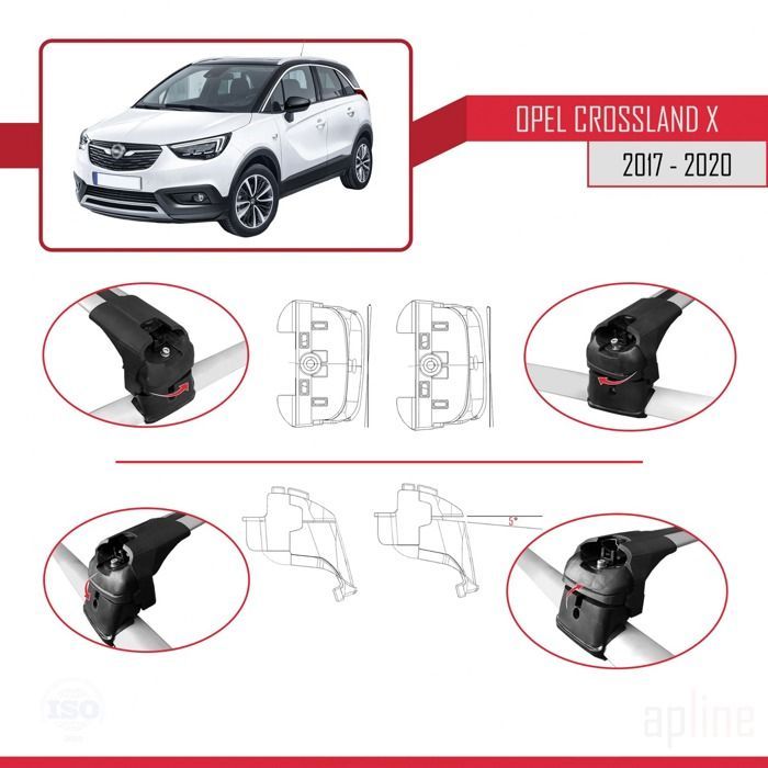 Barres de toit - ACE-2 - Opel CROSSLAND X - Aluminium - Gris - Charge utile < 300 kg