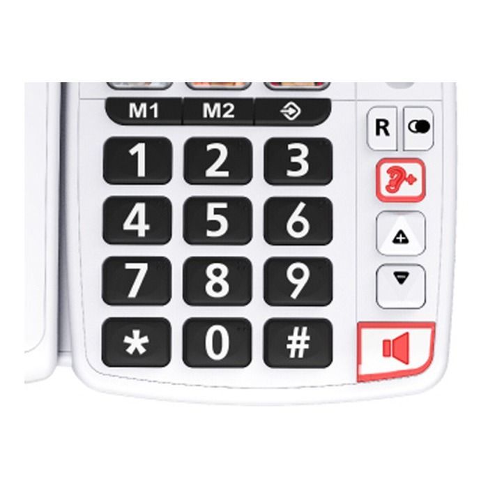 Teléfono fijo para personas mayores - SWISSVOICE Xtra 1110 - Botones grandes, SOS, amplificador auditivo
