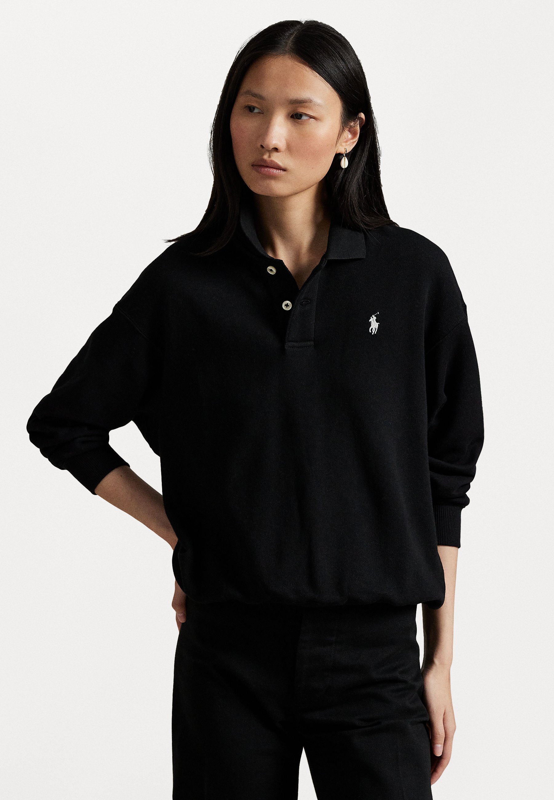 Polo Ralph Lauren POLO LEGGERA IN PILE A MANICHE LUNGHE - Maglia a maniche lunghe - nera