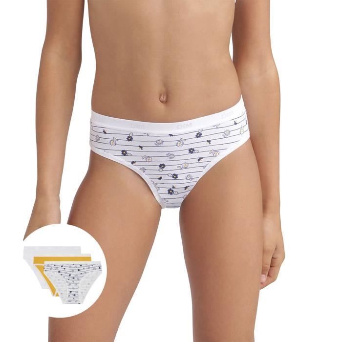 Paquete de 3 bragas de algodón elástico para niña 'Les Pockets Ecodim' - DIM/4/0BV5/LOT3F/DAISY/8