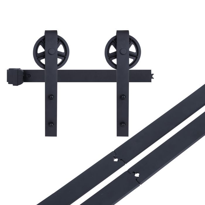 Kit de herrajes para riel de rodillos de puerta corrediza SNOGOLD de 1,83 m, juego de herrajes industriales sencillos para puertas colgantes, 6 pies