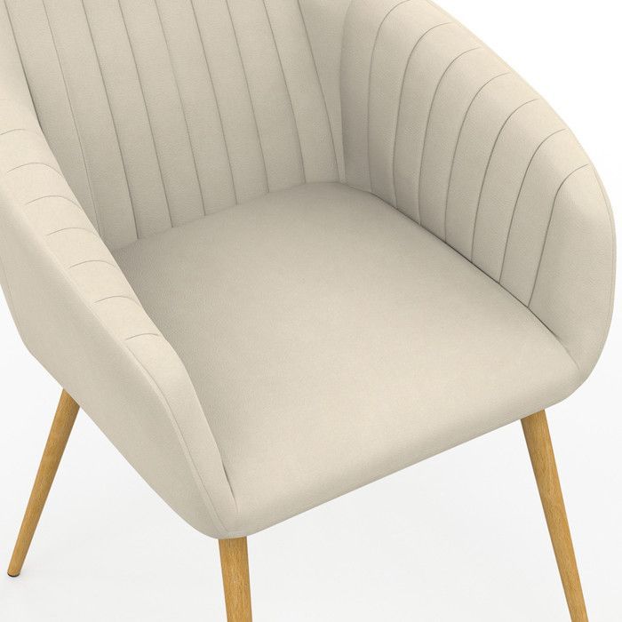 IDMARKET Lot de 2 chaises de salle à manger, fauteuils de table JANY matelassées velours beige pieds effet bois