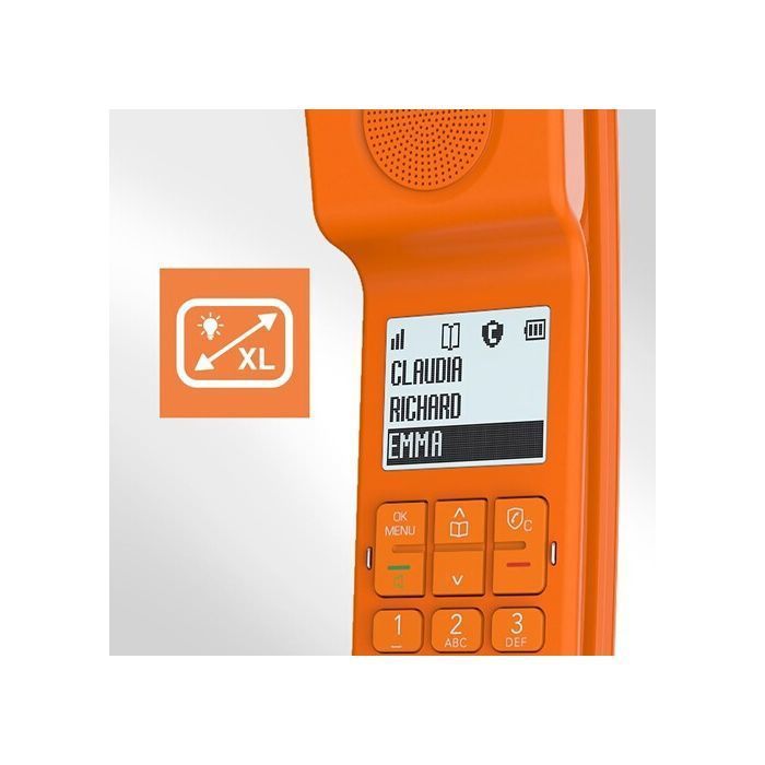 Teléfono inalámbrico fijo DECT - ALCATEL - ePure Iconic - Diseño vintage - Naranja