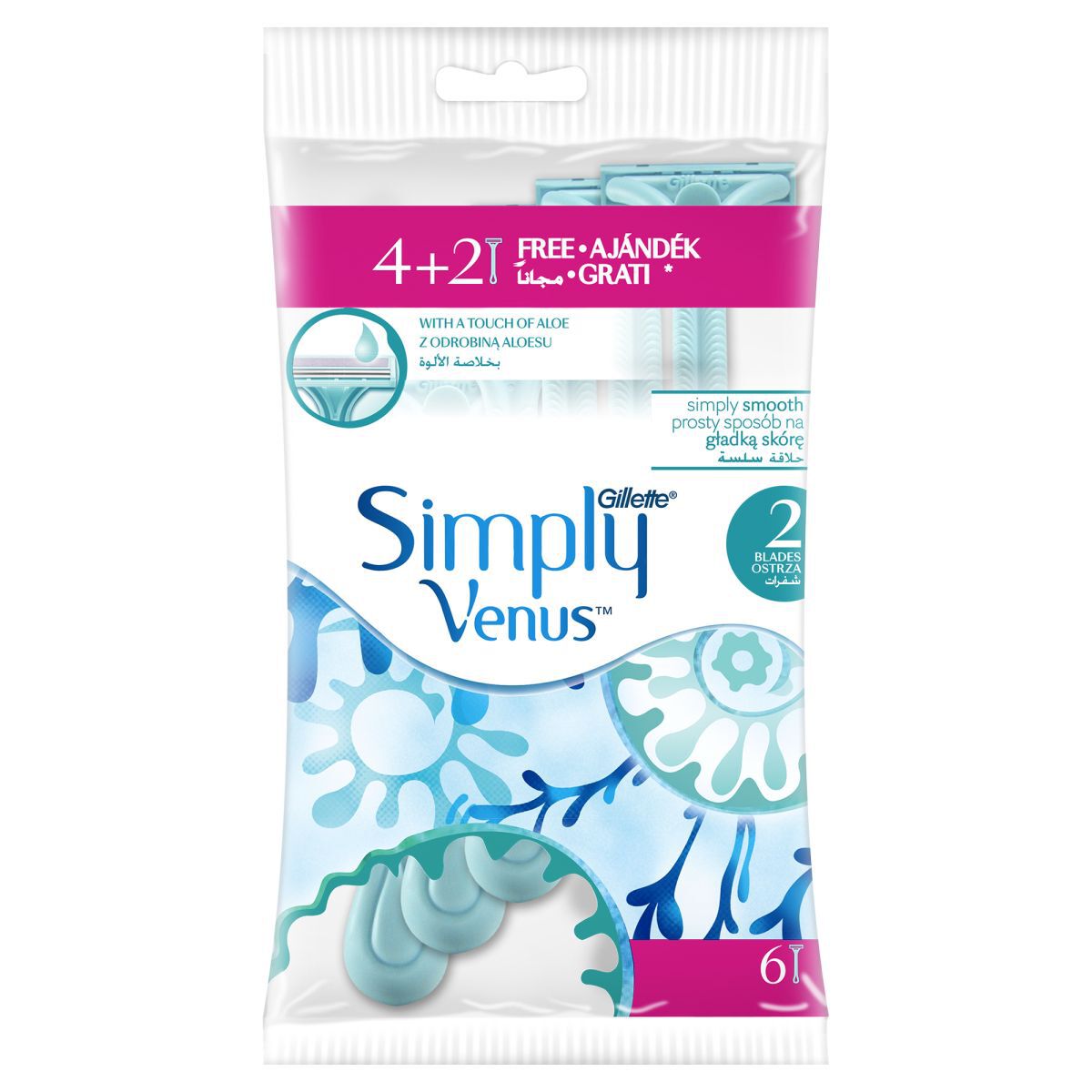 Maquinillas de afeitar Gillette para mujer, 4+2 unidades, Venus