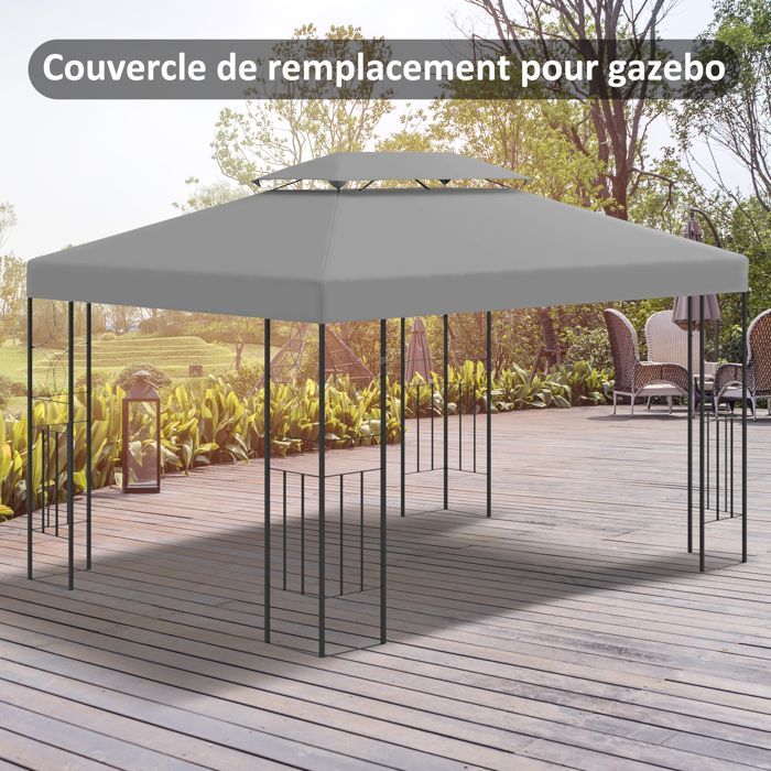 Telo di ricambio per gazebo/tenda Outsunny 3 x 4 m, in poliestere ad alta densità 180 g/m², grigio chiaro.