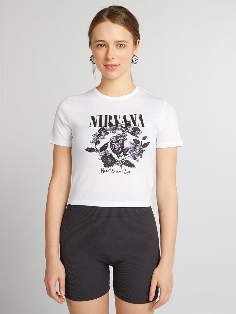 Camiseta de cuello redondo 'Nirvana' - Blanca