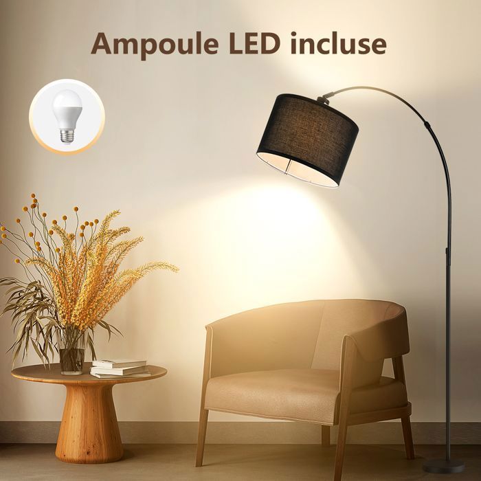 Lampadaire en arc - 7MAGIC - FL2009 - 3 Températures de couleur - Noir - Design contemporain