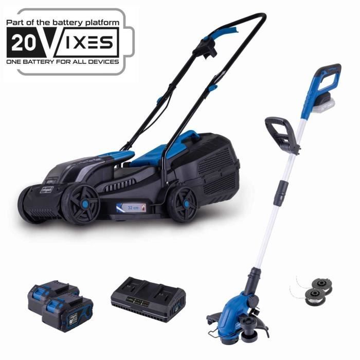 Kit tosaerba BC-MP320-X da 32 cm + bordatrice 2 in 1 C-LT300-X - SCHEPPACH 20V IXES + 2 batterie da 4ah + caricabatterie