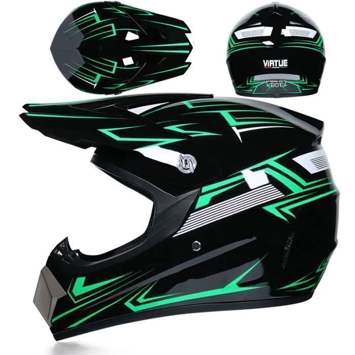 Casco de motocross ANTCOOL para adulto con gafas (sin cobertura total) - Casco para adulto, 1 par de guantes