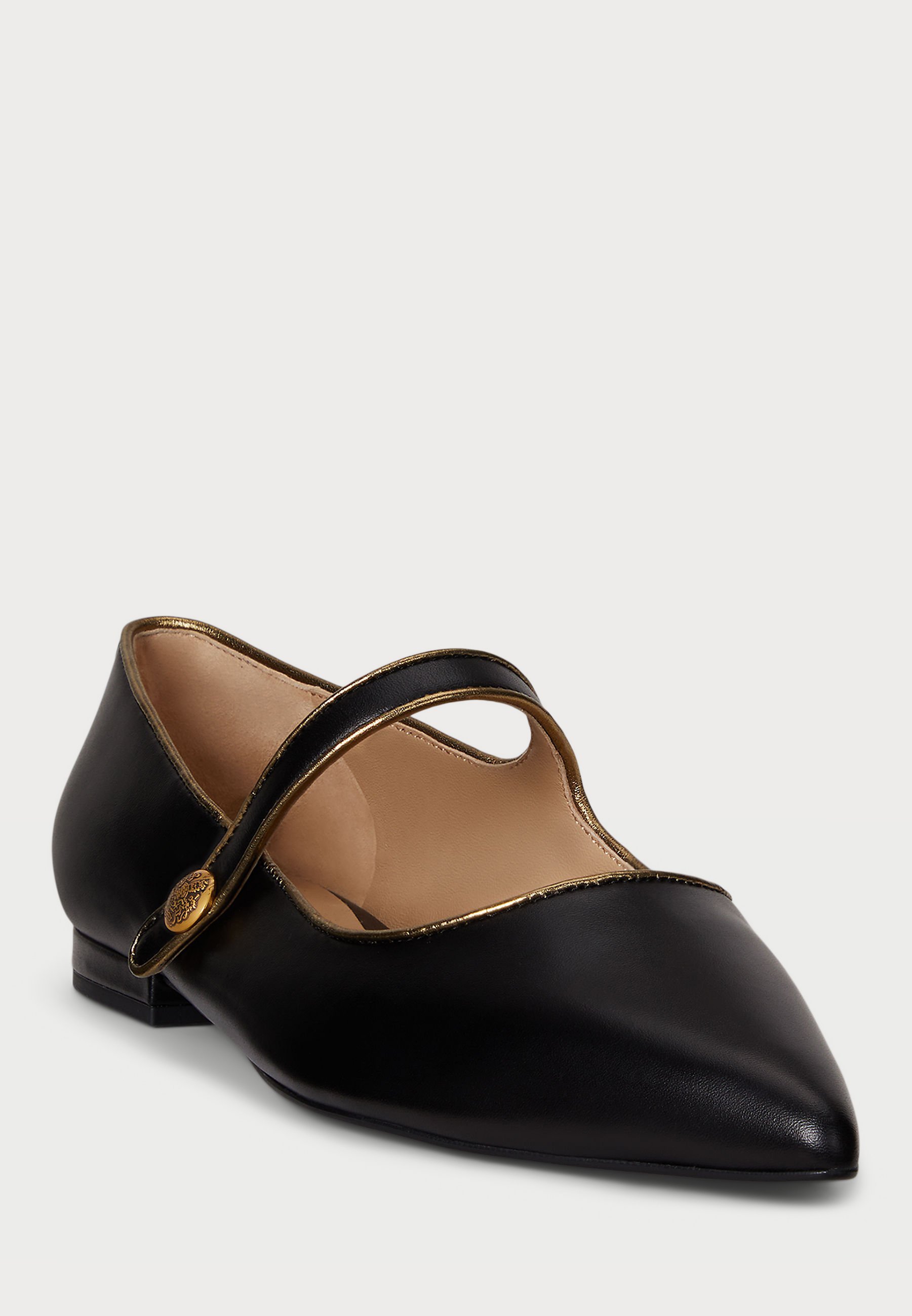 Lauren Ralph Lauren LONDYN TWO-TONE LEATHER MARY JANE - Ballerina pumps - zwart/antiek goud