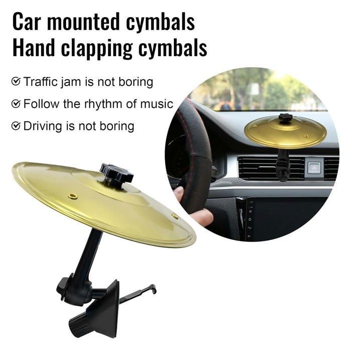 2 Pieces Mini Car Cymbals, Car Crash Cymbals Air Vent, Car Drum Cymbals for Music Lovers (Gold)