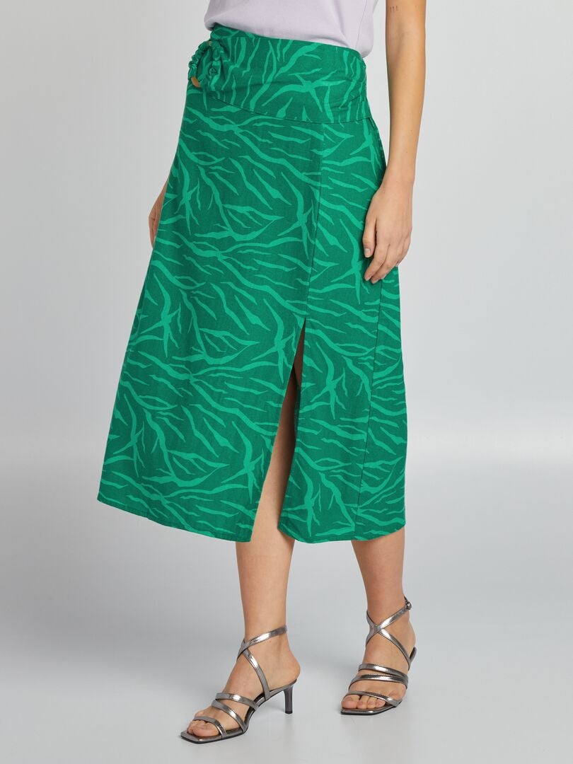 Midi-rok met zebraprint - GROEN