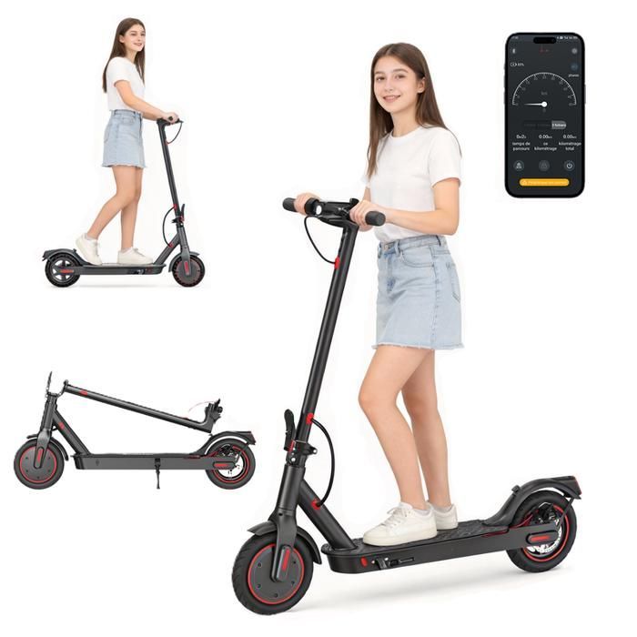Trottinette Electrique Pliable iScooter E9 pour Adulte et Ados, Autonomie 30KM, Moteur 350W, Batterie 7.5Ah, Pneus 8.5