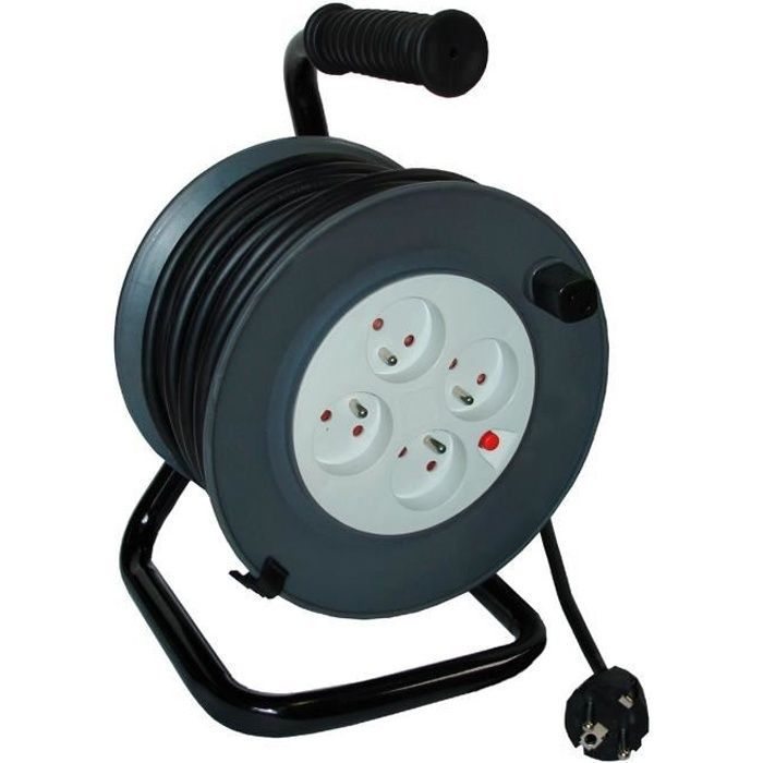 Carrete de cable ZENITECH de 20 m - 4 tomas de 16 A - Para cable 3G de 1,5 mm²