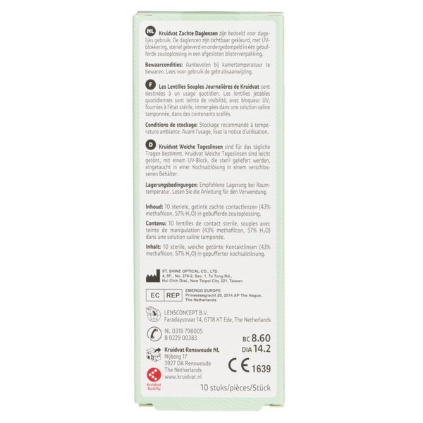 Kruidvat Opticare -2.50 mīkstās ikdienas kontaktlēcas<br>Medicīnas ierīce - 10 gab.