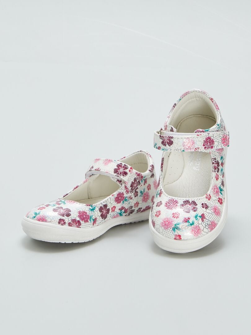 Babyschoentjes met bloemenprint - ROZE