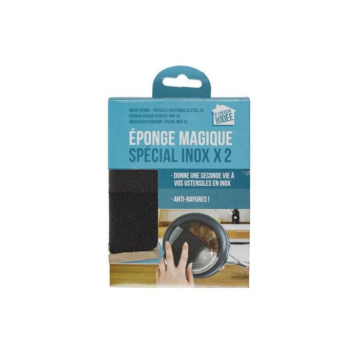 2 Éponges Spécial inox, Anti rayures,éponge en Polyuréthane pour nettoyer L'inox