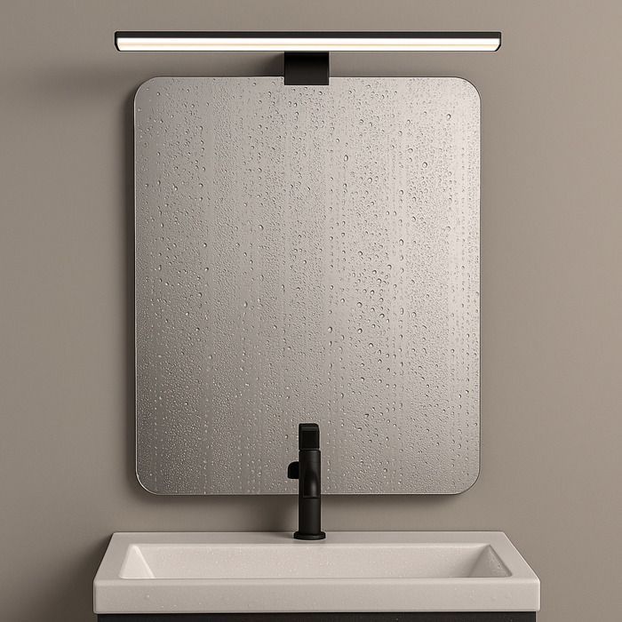 Aplique de pared LED de 12 W y 50 cm con clasificación IP44 para baño, espejo y muebles, diseño delgado, aluminio negro mate con luz blanca neutra.