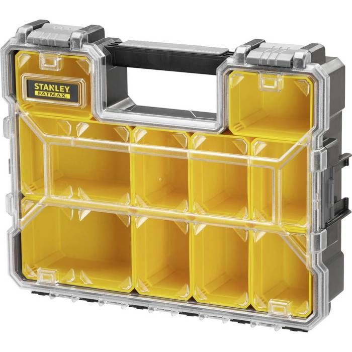 Organizador STANLEY FATMAX, 106 mm de profundidad, 1-97-521 - 10 compartimentos extraíbles - Tapa de policarbonato irrompible