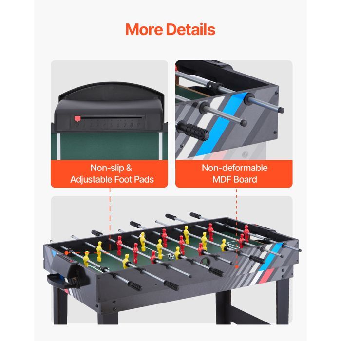 Table de Jeu Combinée 4 en 1 - DUOKU - 48 Pouces - Air Hockey - Billard - Baby-Foot - Ping-Pong