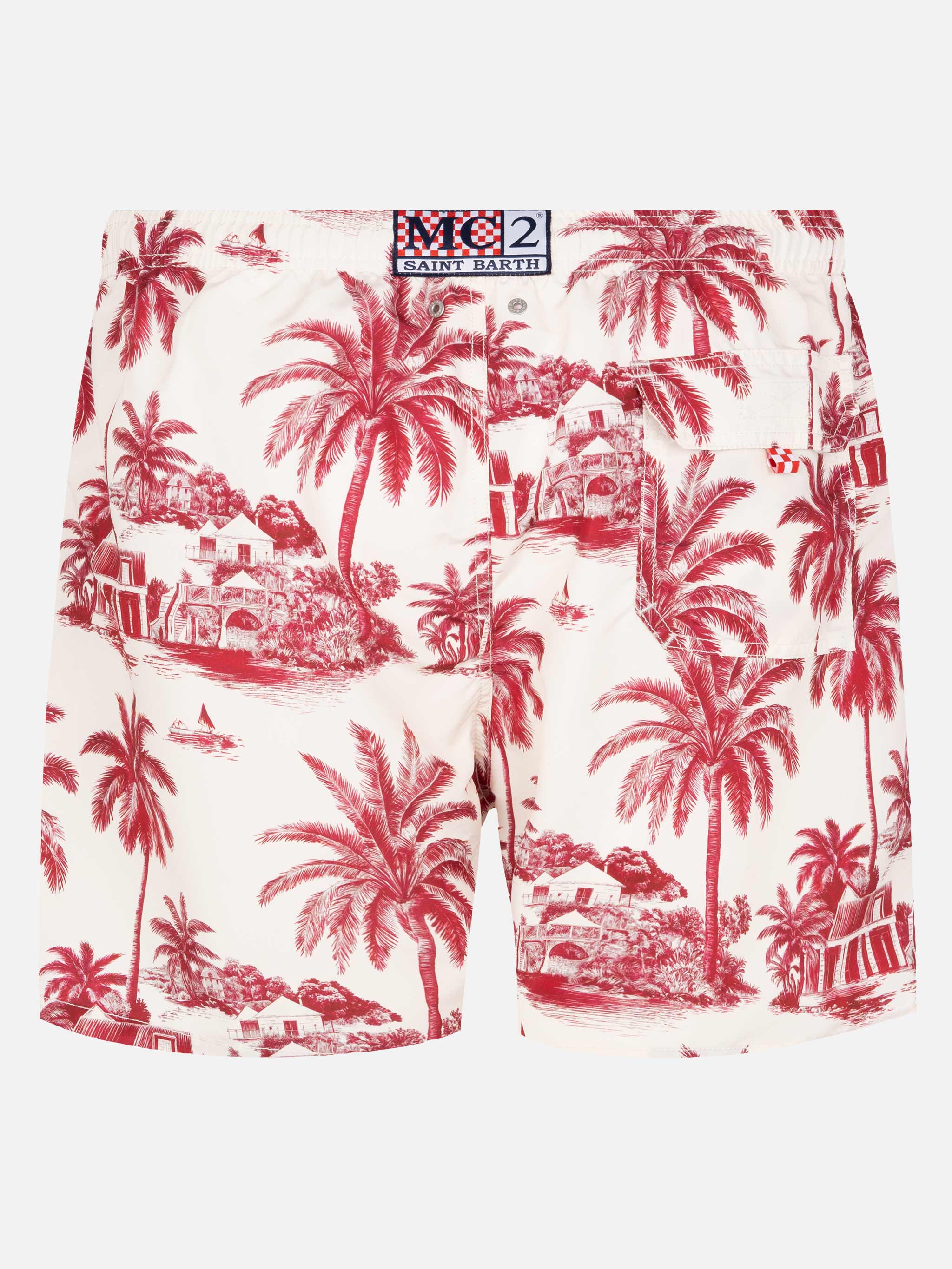 Costume mare lunghezza media Gustavia con stampa toile de jouy | AI CO