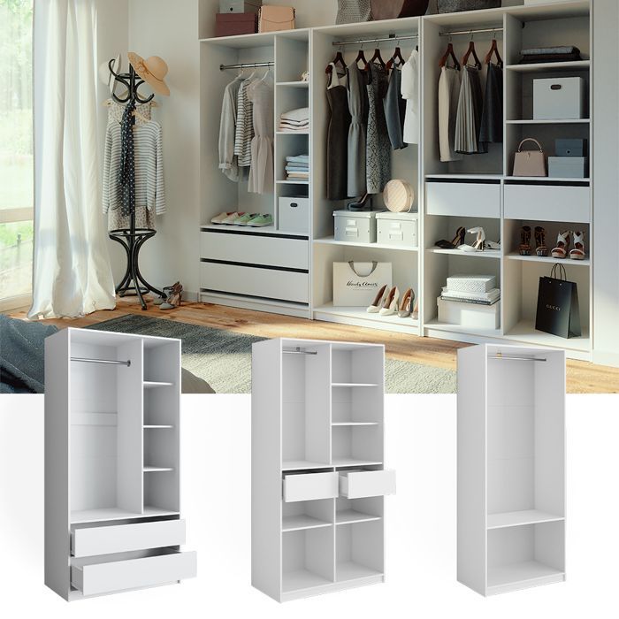 Armoire à vêtements Elmo 280x200cm Lot de 3 Blanc Vicco 50205