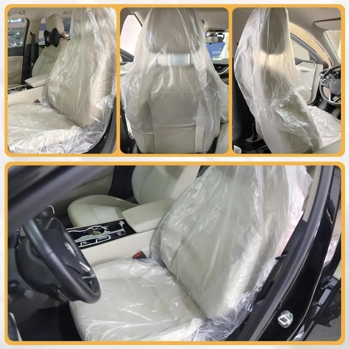 Fundas desechables de plástico para asientos de coche - Paquete de 100 - Resistentes a la suciedad y al polvo