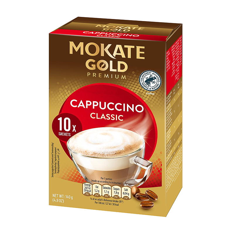 Mokate Kaffe 10 stk Premium Guld cappuccino Mokate