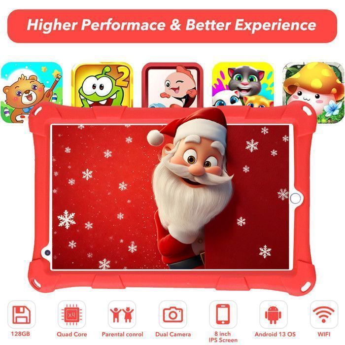 Tablette 8 Pouces Android 13 Tablette Enfants,6GB RAM 128GB ROM,5G WiFi，Contrôle Parental,Google Playstore certifié
