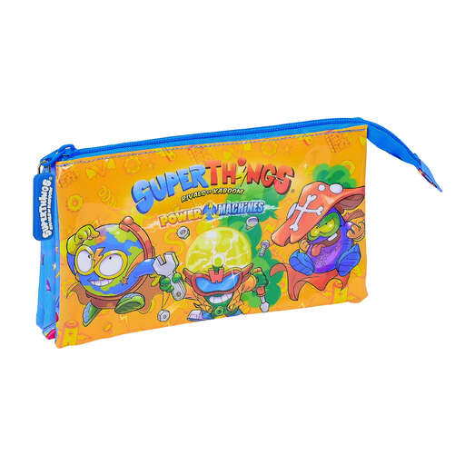  Trousse à crayons triple Safta Superthings Série 7, 220 x 30 x 120 mm, bleu/multicolore