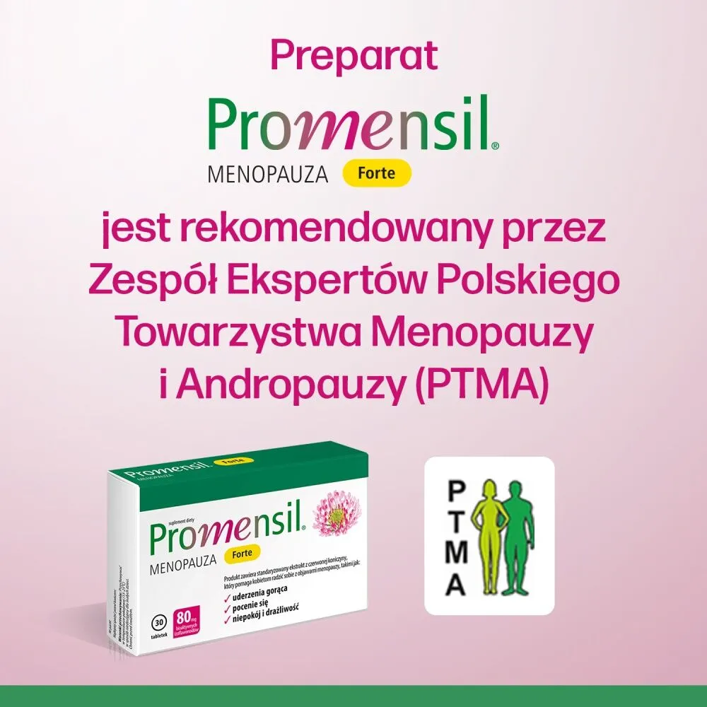 Promensil Forte, Preparat łagodzący objawy menopauzy, Tabletki