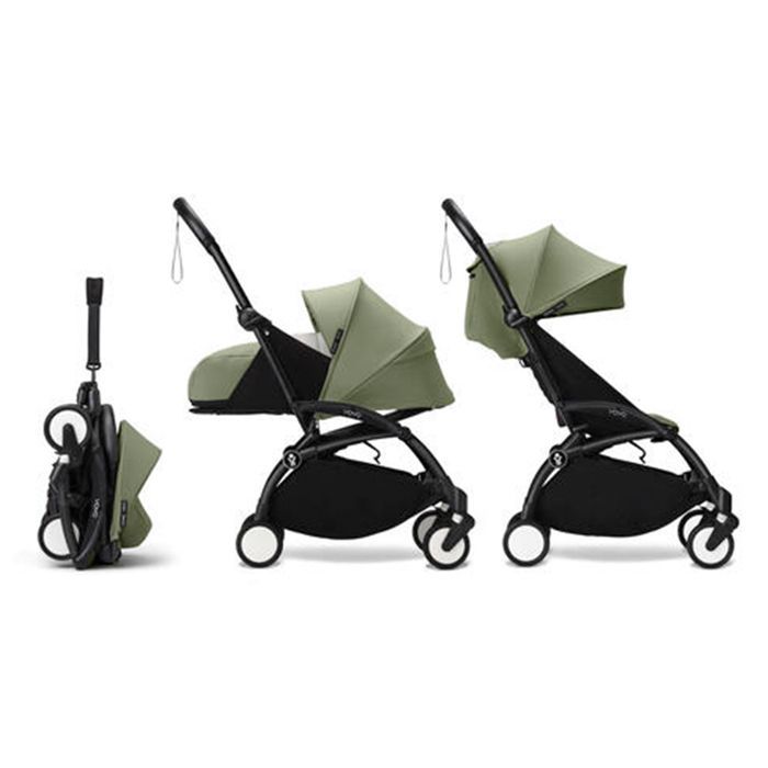 STOKKE - Poussette Yoyo 3 Pack 0 Et 6 Olive Cadre Noir Stokke