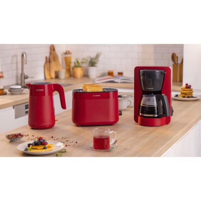 Cafetière Filtre - BOSCH - TKA2M114 MyMoment - Rouge - Capacité 1,25L - verseuse verre - système anti-gouttes