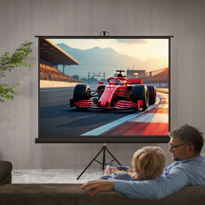 Pantalla de proyección - HOMCOM - Pantalla 4K HD 4:3 - Soporte de trípode ajustable en altura - Películas para interiores y exteriores - Negro