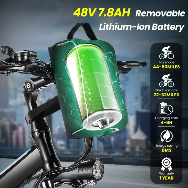 Gocio Bicicletă electrică de 26 in. pentru adulți, bicicletă electrică pliabilă de munte de 500 W, maxim 50 de mile, suspensie completă, bicicletă electrică pliabilă de 48 V cu baterie litiu-ion detașabilă de 374,4 Wh, bicicletă electrică de oraș