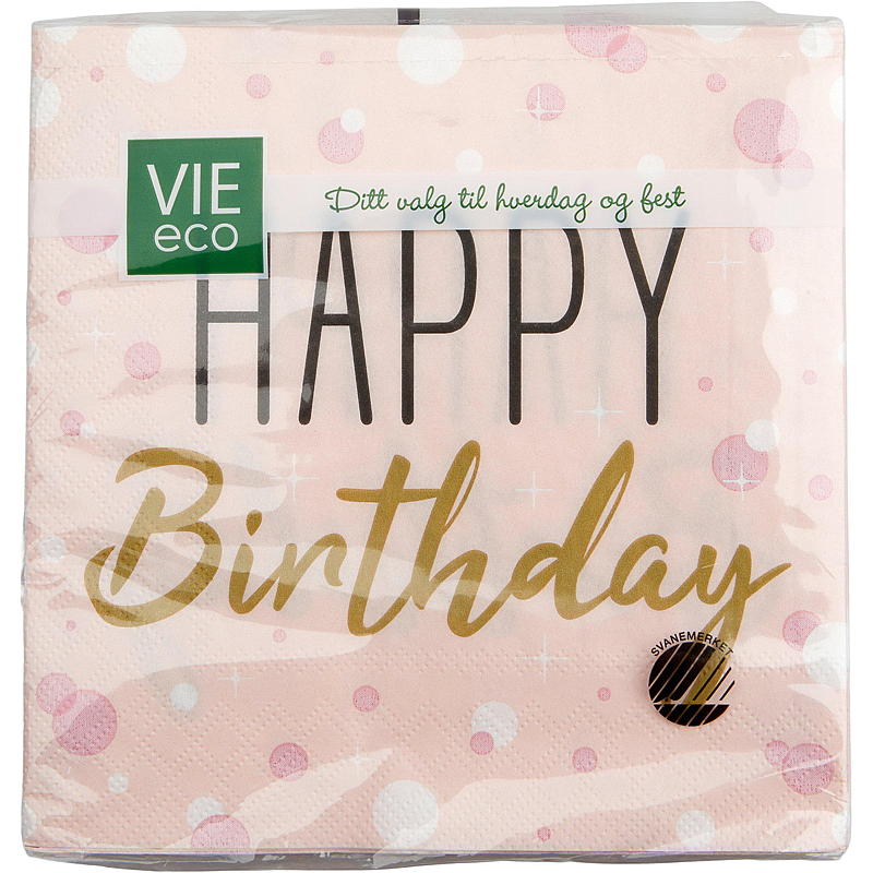 Vie Eco Servetter 20-pack 33x33 cm Grattis på födelsedagen
