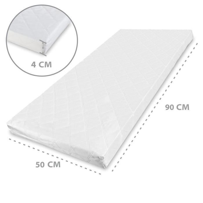 Matelas poussette 90x50 cm - matelas couffin lit d'appoint rectangulaire matelas bébé