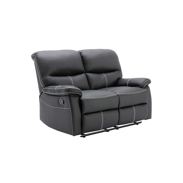 Canapés 3 places 2 places et un fauteuil relax en simili noir CANBY