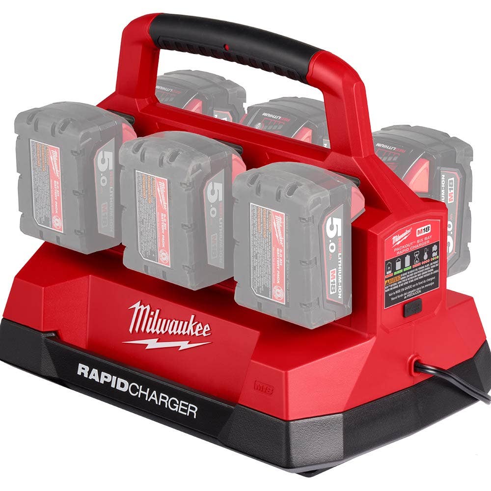 Carregador rápido de 6 estações MILWAUKEE PACKOUT™ M18PC6