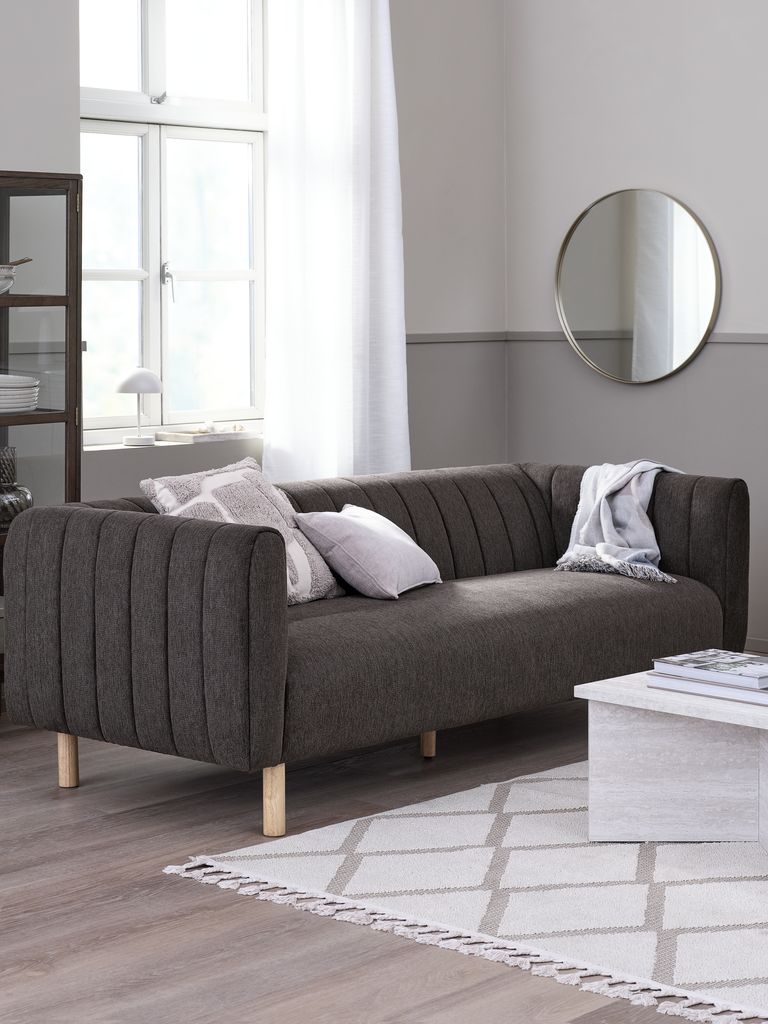 MAGLEBY Trosjed, sofa, tamnosmeđa tkanina/boja hrasta