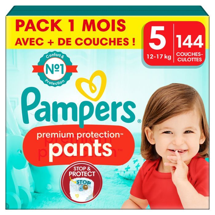 Pampers Premium Protection Pants, Taille 5, 144 couches-culottes